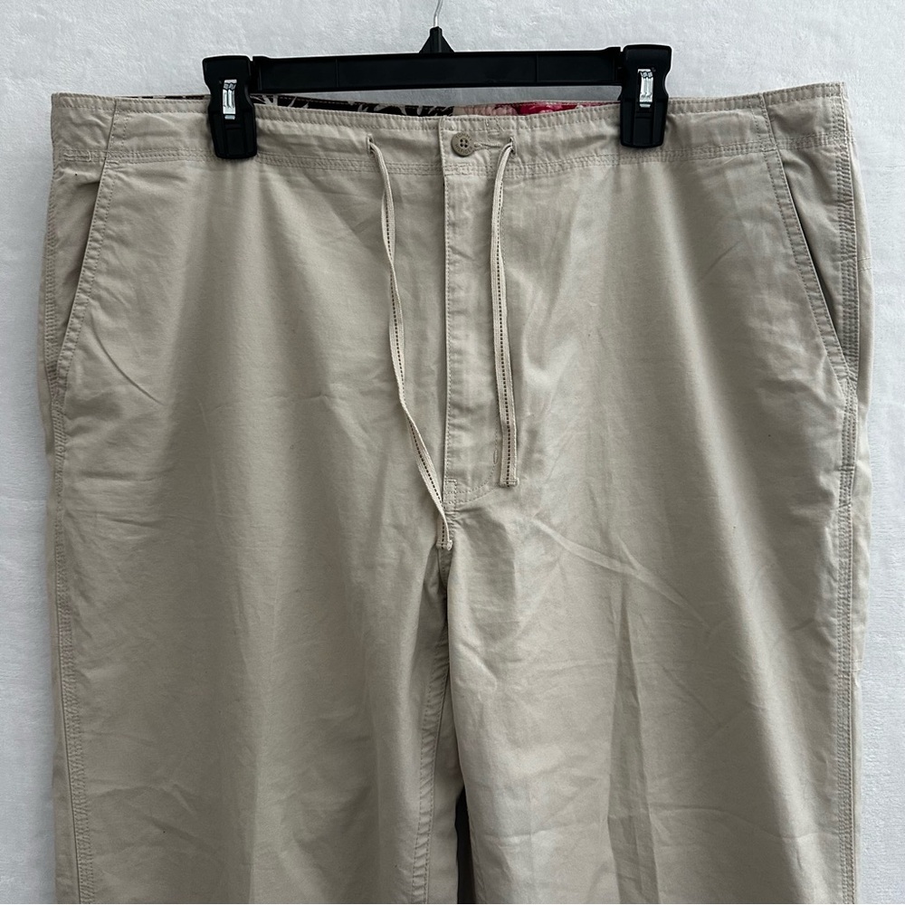 Tommy Hilfiger Khaki Cropped Pants Womens 40x32 Tan Drawstring Floral Lined - Picture 2 of 15
